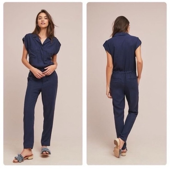 Sanctuary Pants - Sanctuary X Anthropologie Navy Blue Jumpsuit
